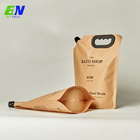 Bolsa de papel modificada para requisitos particulares del canalón de 2L Kraft con la manija para el empaquetado líquido