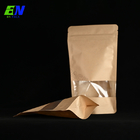 soporte biodegradable llano de la acción de 100g 250g 500g 1kg encima de la bolsa de papel de Brown Kraft con la cremallera